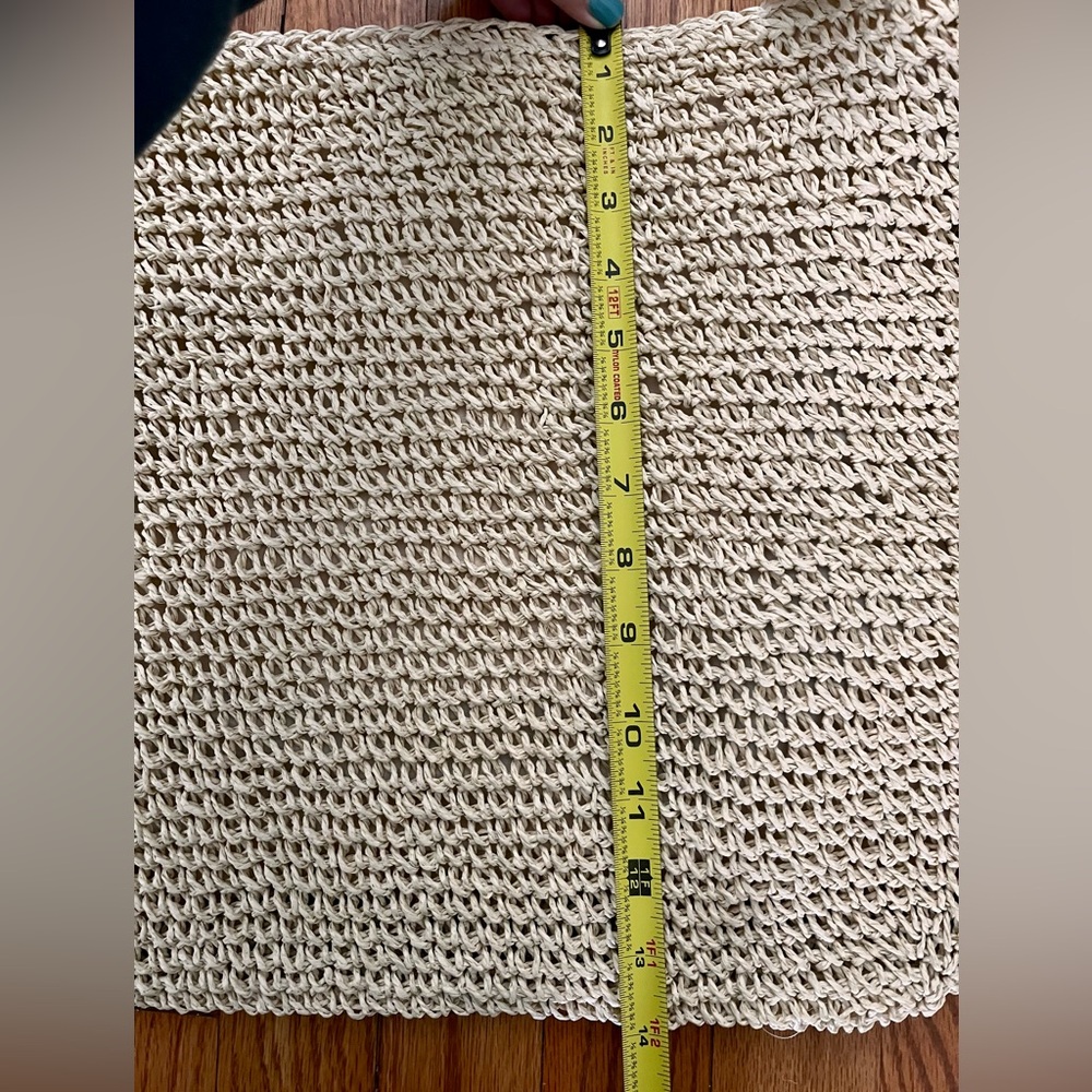 NWT Boho Woven Straw Rustic Tote Bag Black & White Strap Eco friendly Festival - Picture 8 of 8